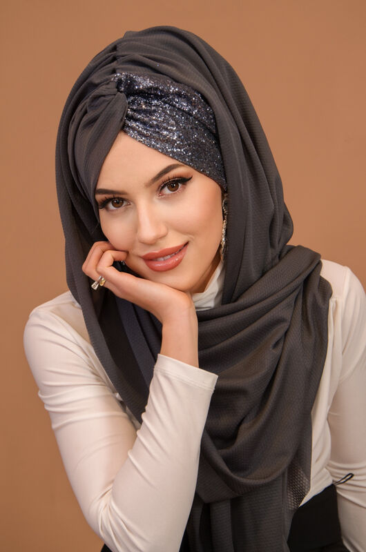 Antasit Simli Burgu Model Hazır Abiye Şal