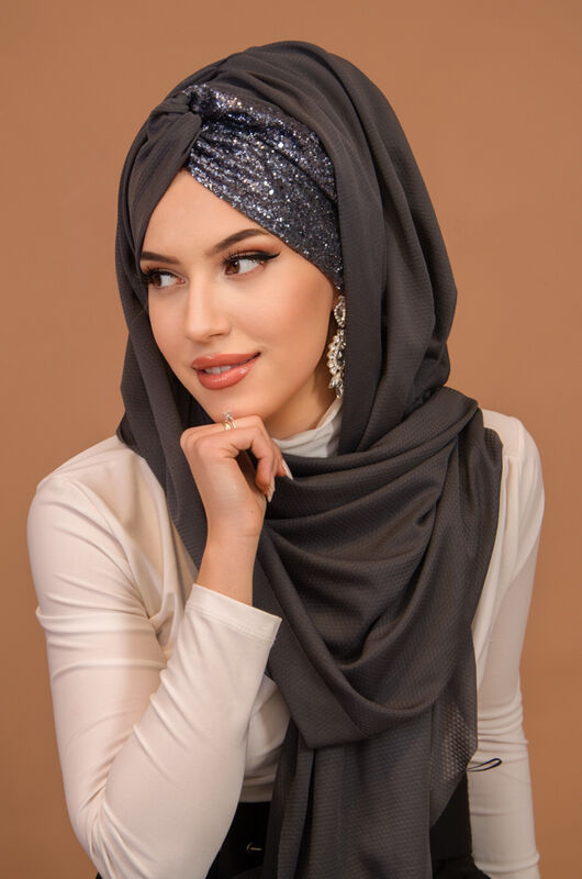 Antasit Simli Burgu Model Hazır Abiye Şal