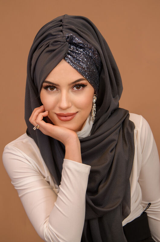 Antasit Simli Burgu Model Hazır Abiye Şal