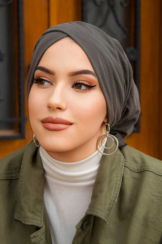 Antrasit Yeşil Çapraz Bone - Thumbnail