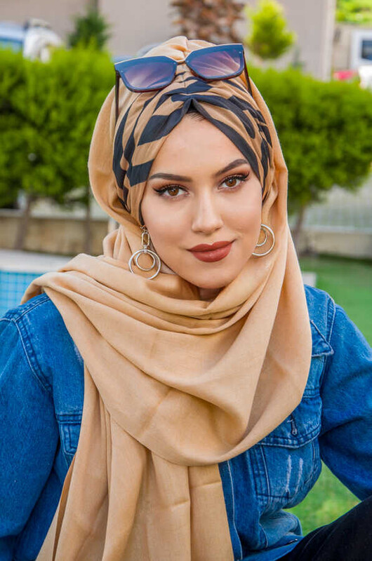 Başak Sarı Feminen Desenli Hazır Şal - Thumbnail