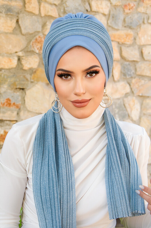  - Bebe Mavi Fularlı Bone