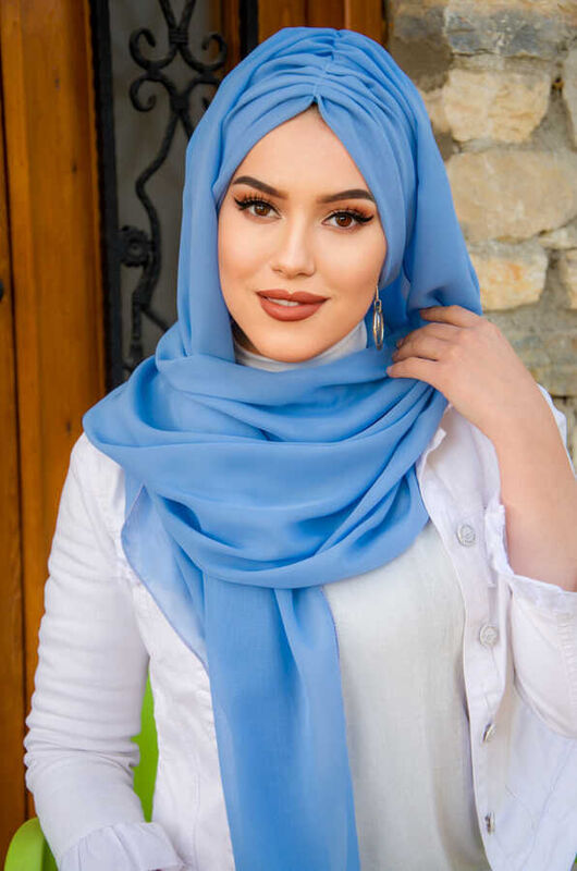Bebe Mavi Şifon Hazır Şal - 50600