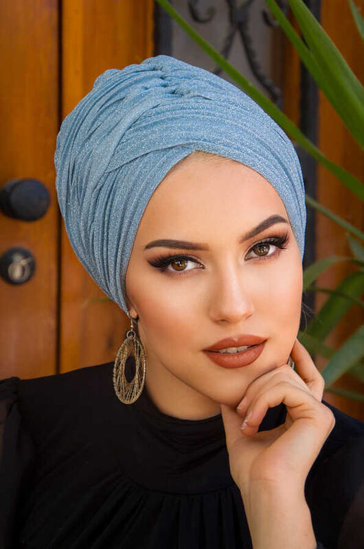 Bebe Mavi Pilise Çapraz Bantlı Astarlı Bone