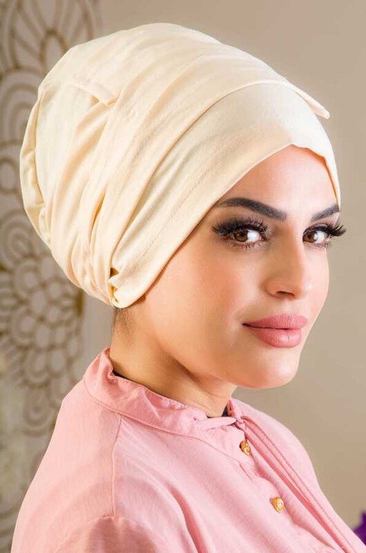 Aişe Tesettür - Bej Battal Boy Kaymaz Bone - 40500 (1)