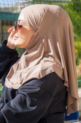 Aişe Tesettür - Bej Oversize Hijab (1)