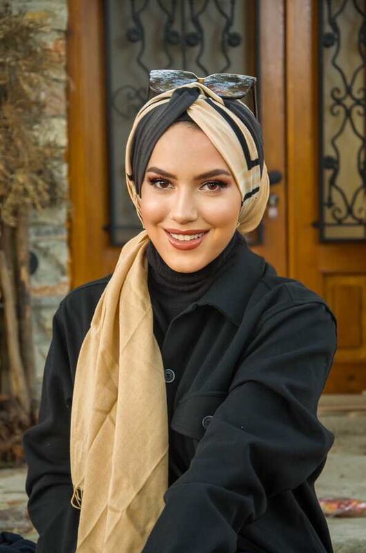 Black Dark Grey Twirl Bandana Ready Hijab