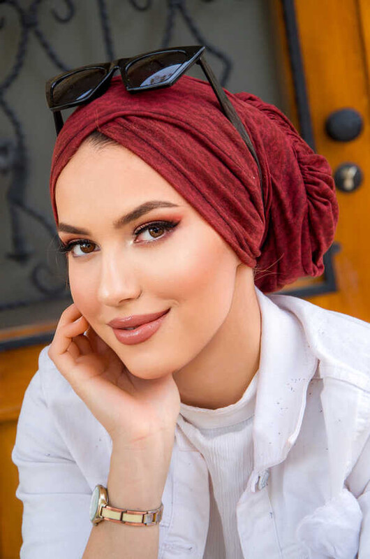Aişe Tesettür - Bordo Dolama Bone (1)