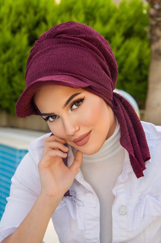 Aişe Tesettür - Bordo Kepli Bone (1)