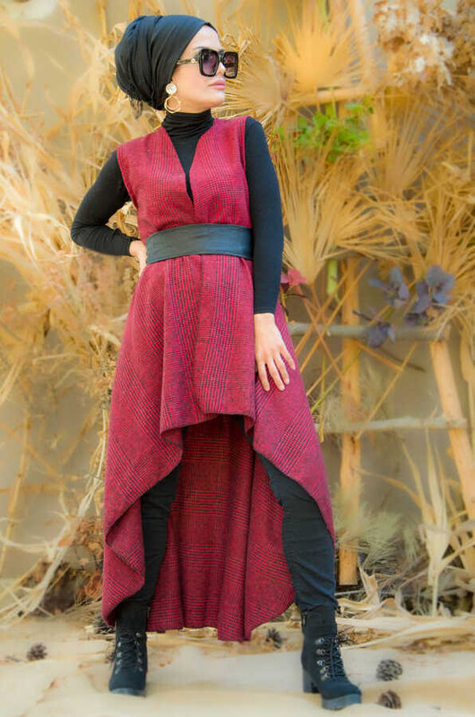 Bordo Siyah Yelek - Thumbnail