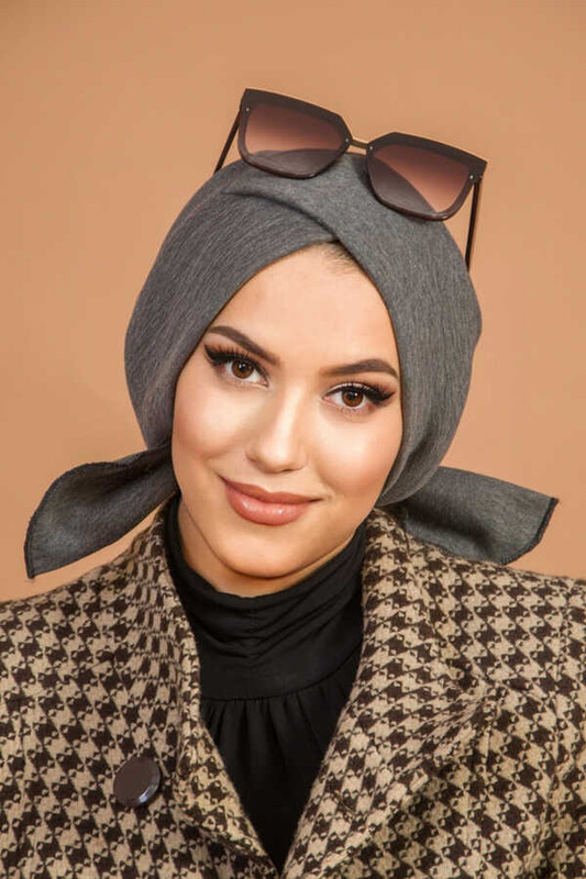 Füme Kışlık Hazır Çapraz Bone - Thumbnail