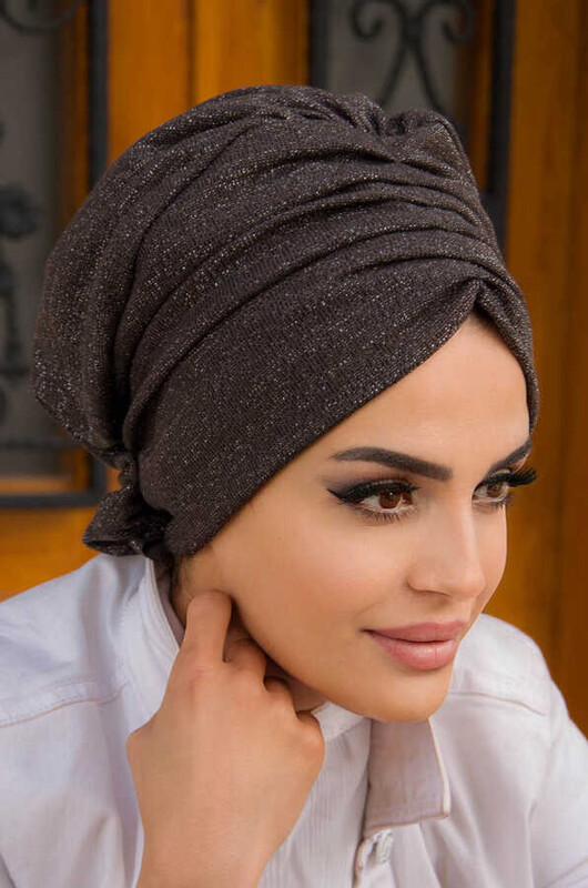 Füme Abiye Hazır Türban Bone - 60300 - Thumbnail