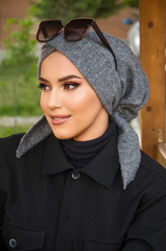 Füme Triko Kışlık Çapraz Bone