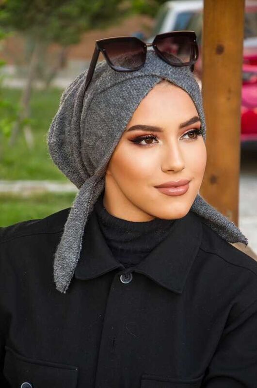 Füme Triko Kışlık Çapraz Bone