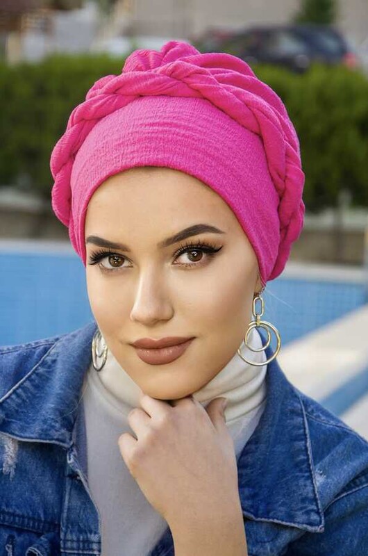 Fuşya Hazır Burgulu Bone - Thumbnail