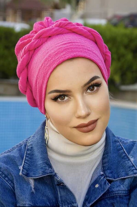 Fuşya Hazır Burgulu Bone - Thumbnail