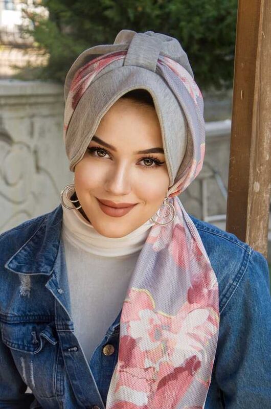 Gri Pudra Soft Dolgulu Fularlı Şapka Bone