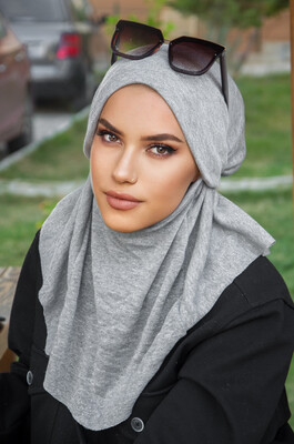 - Gri Simli Triko Kışlık Oversize Hijab