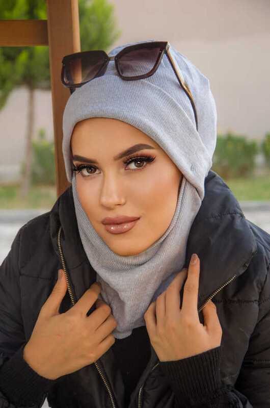 Gri Yumoş Maskeli Bere - Thumbnail