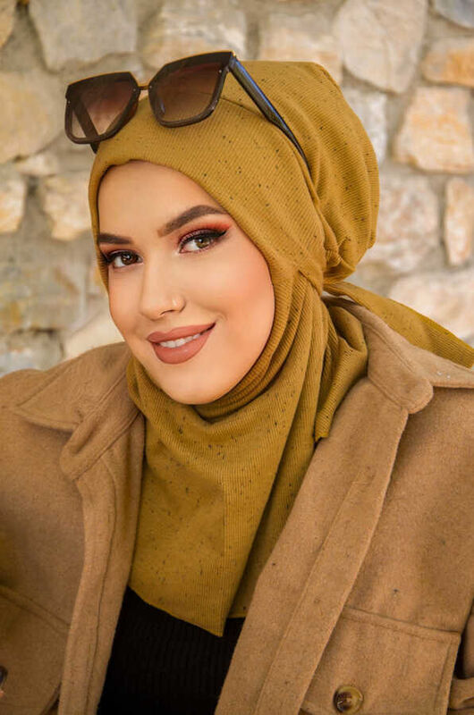 Hardal Kar Yağdı Kışlık Spor Bone Hijab