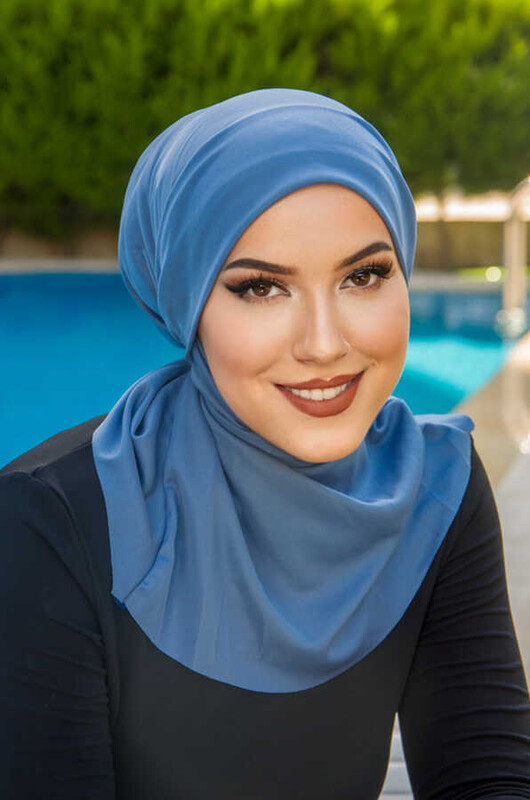 Aişe Tesettür - İndigo Hijab Havuz ve Deniz Bonesi (1)