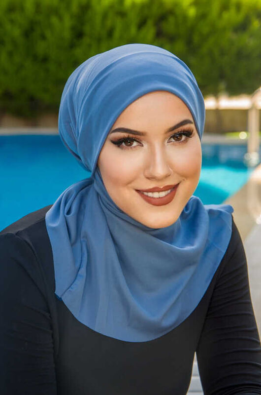 İndigo Hijab Havuz ve Deniz Bonesi
