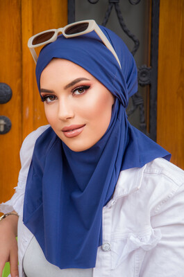 Aişe Tesettür - İndigo Mavi Oversize Hijab
