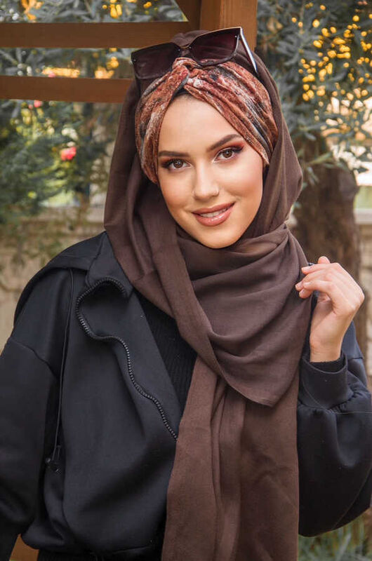 Kahve Batik Desenli Burgu Şal