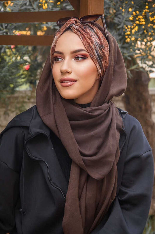 Kahve Batik Desenli Burgu Şal