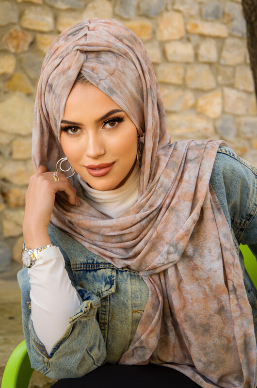 Karamel Batik Burgu Hazır Şal