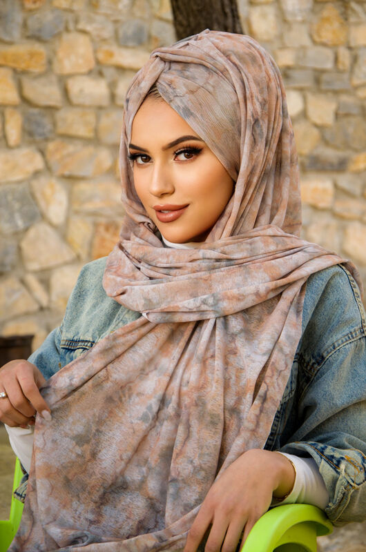 Karamel Batik Burgu Hazır Şal