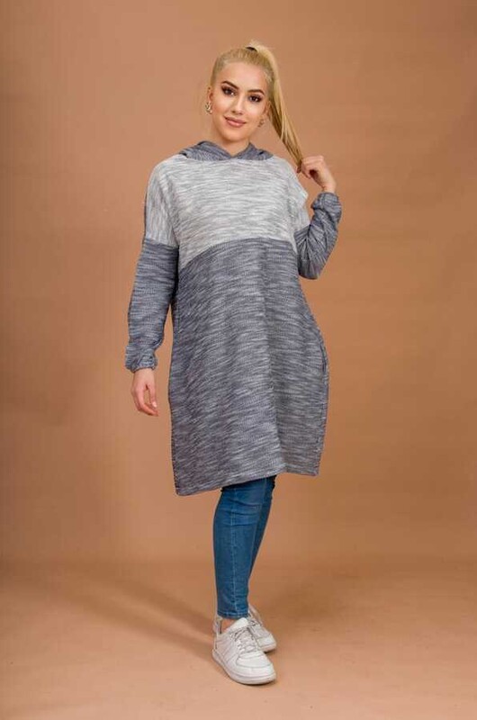 Aişe Tesettür - Gri Mavi Spor sweat - 10200 (1)