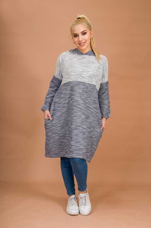 Aişe Tesettür - Gri Mavi Spor sweat - 10200