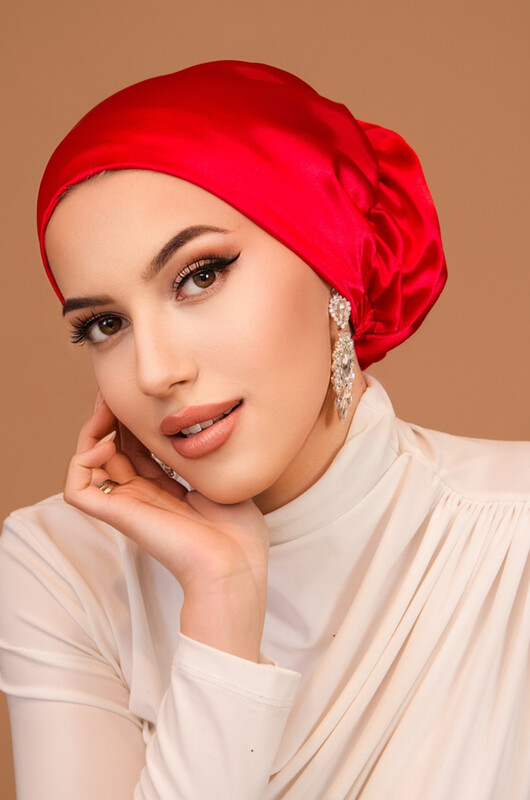 Kırmızı Çağla Hazır Türban Bone - Thumbnail