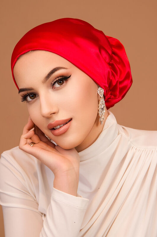 Kırmızı Çağla Hazır Türban Bone