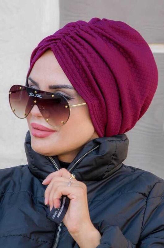 Bordo Kışlık Büzgülü Bone