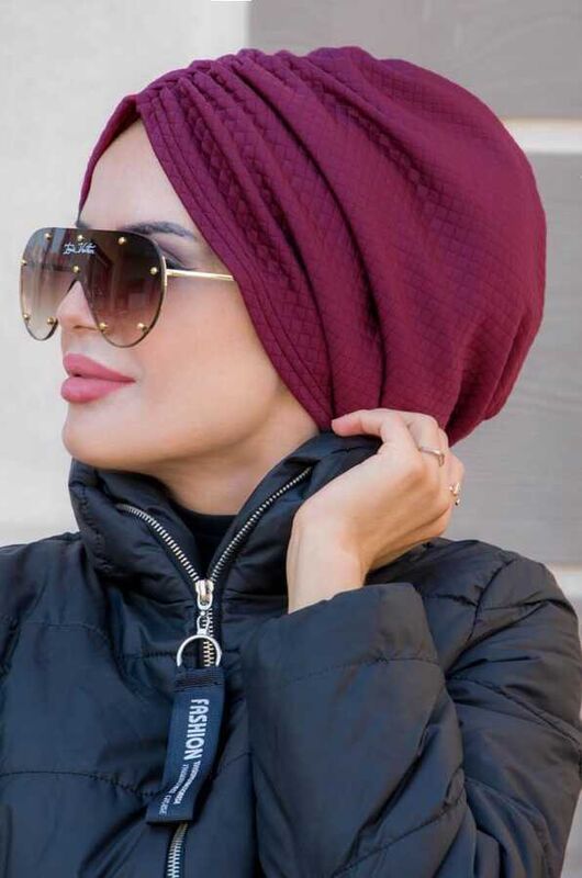 Bordo Kışlık Büzgülü Bone