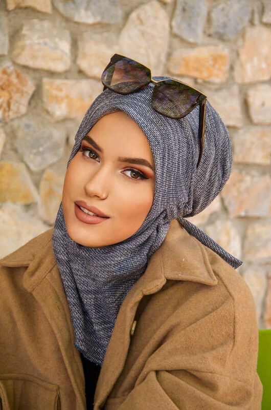 Kot Mavi Kışlık Spor Bone Hijab