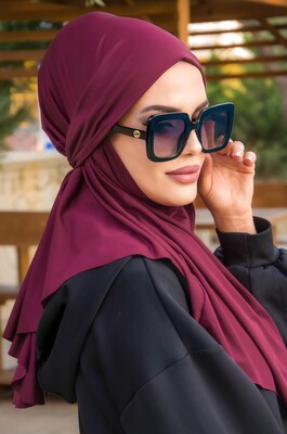 Koyu Bordo Oversize Hijab - Thumbnail