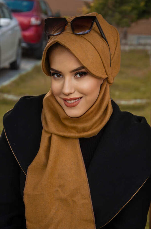 Koyu Hardal Kaşe Tesettür Şapka