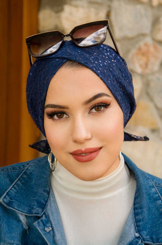 Lacivert Abiye Çapraz Bone