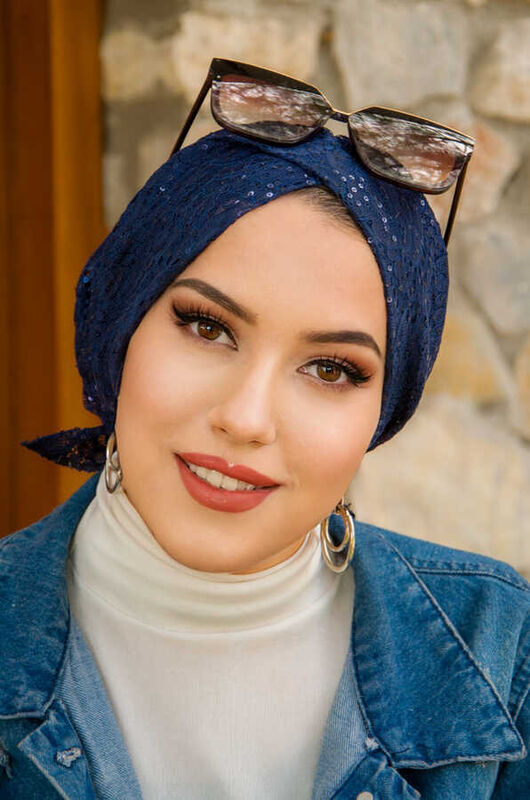 Lacivert Abiye Çapraz Bone