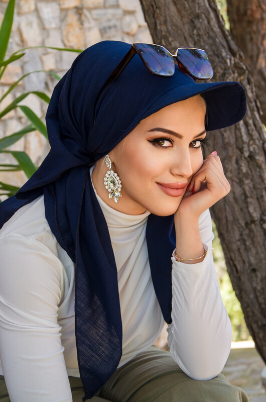 Lacivert Kepli Bandana - Thumbnail