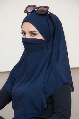 Lacivert Köpük Oversize Hijab - Thumbnail