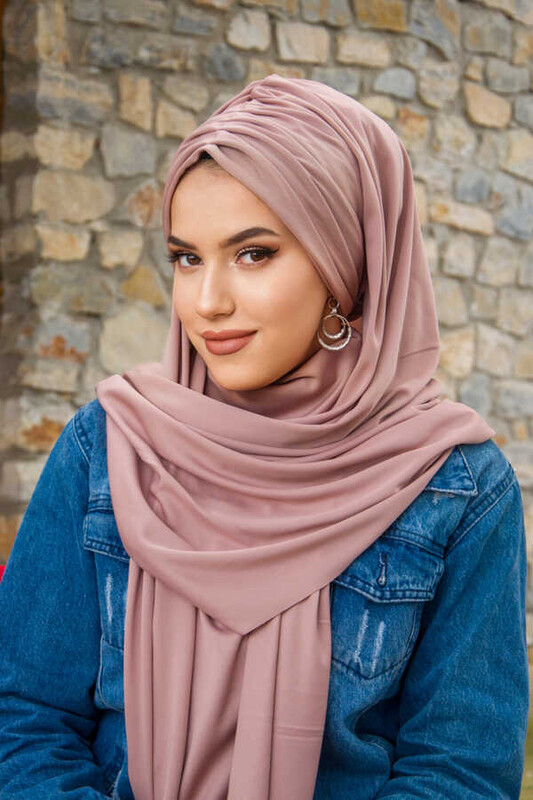 Pudra Büzgülü Hazır Şal - Thumbnail