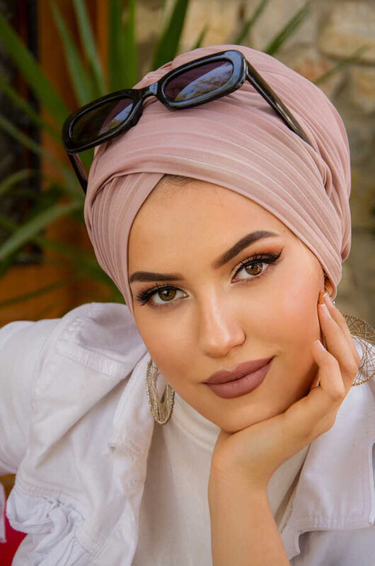 Pudra Pilise Çapraz Bantlı Dolgulu Bone - Thumbnail