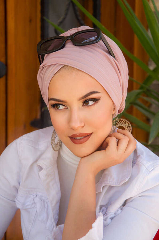 Pudra Piliseli Çapraz Bantlı Astarlı Bone - Thumbnail