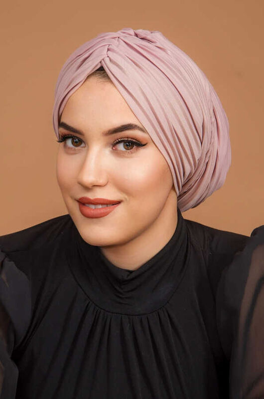 Pudra Piliseli Kelebek Model Büzgülü Bone Şal