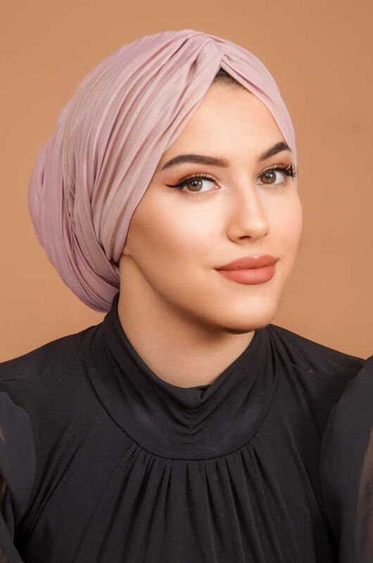 Pudra Piliseli Kelebek Model Büzgülü Bone Şal
