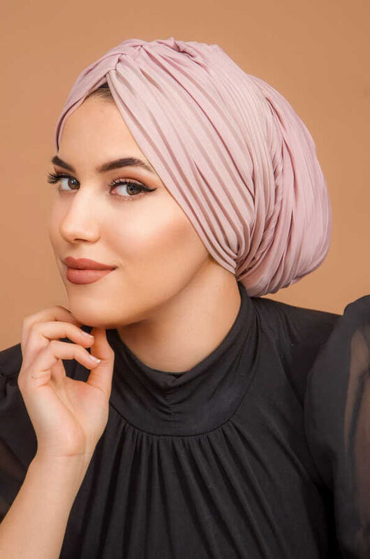 Pudra Piliseli Kelebek Model Büzgülü Bone Şal